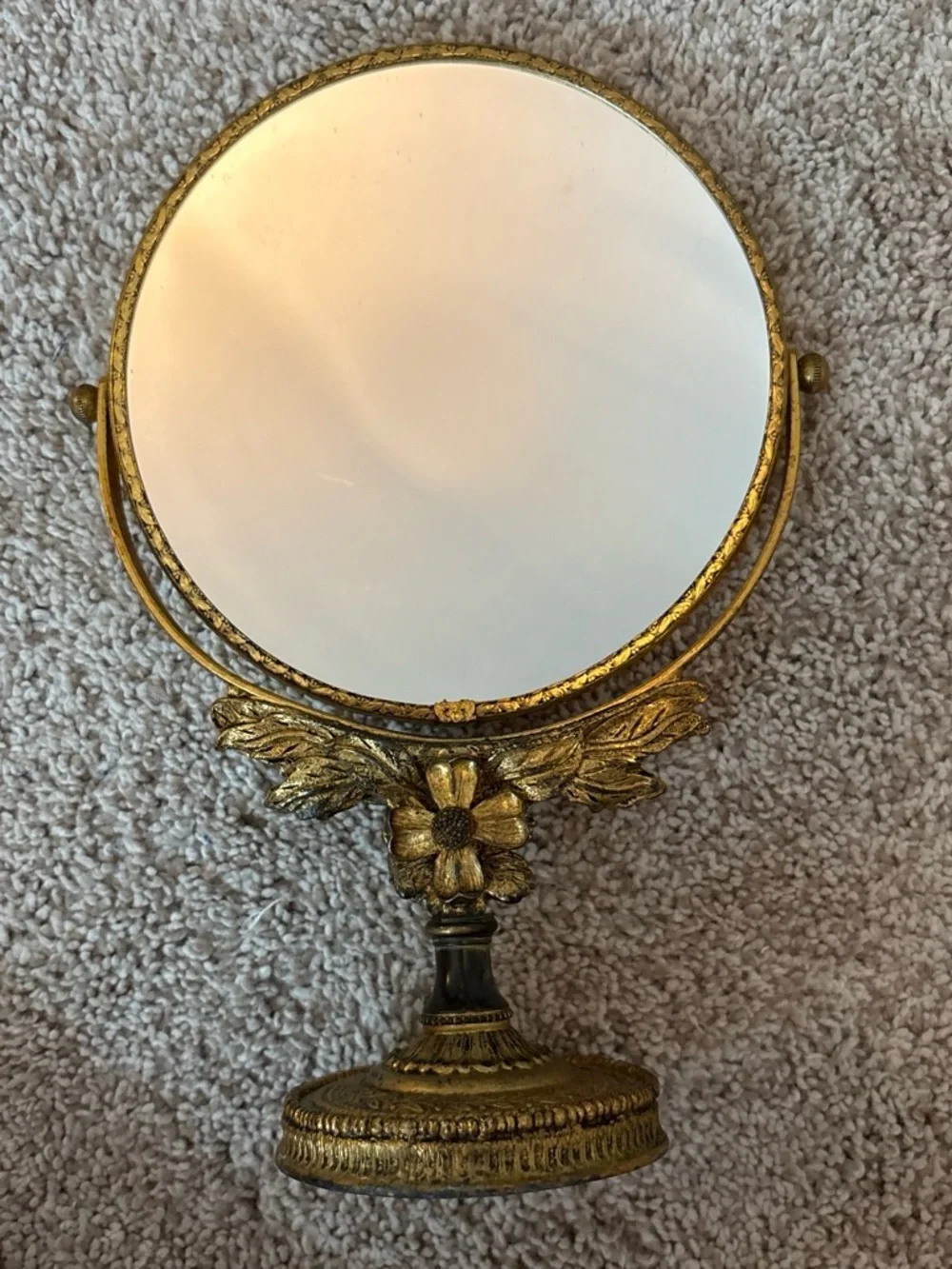 Vintage Gold Floral Table Mirror - Gold Vanity Mirror
